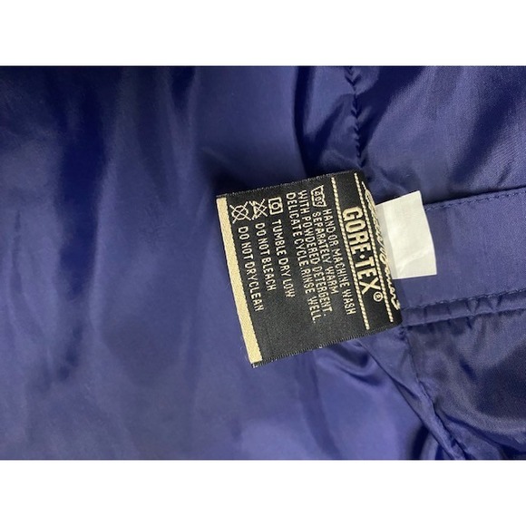 Eddie Bauer Womens Petite Small Gore-Tek Navy Teal Jacket Hooded Outdoor Y2K - Picture 10 of 10